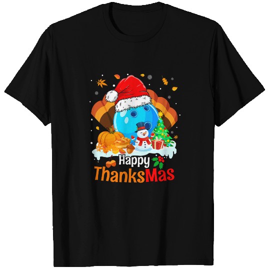 Sport Bowling Thanksgiving Christmas Happy Thanksmas Bowling T-Shirts