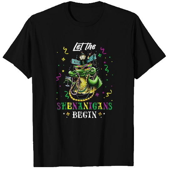 Alligator Pet Mardi Gras Alligator Beads Let The Shenanigans Begin T-Shirts