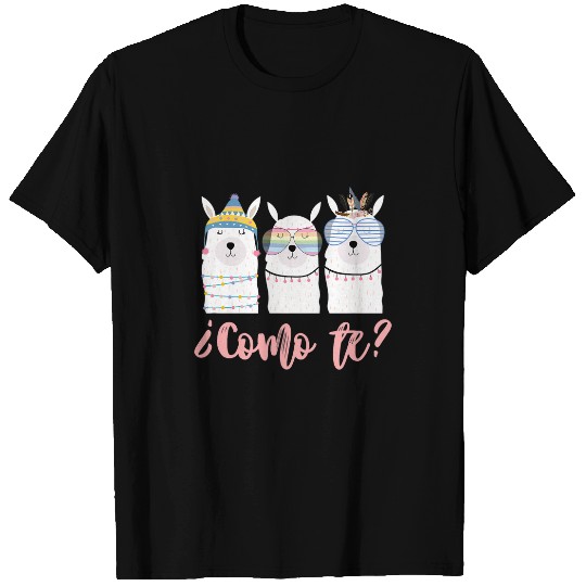 Llama Pet Funny Spanish Teacher Llama Lover Humor Como Te T-Shirts