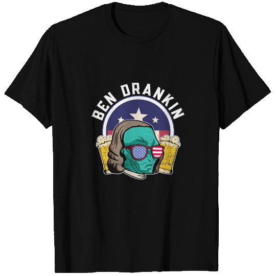 Aliens UFO Ben Drankin 2Alien USA Funny 4th of July T-Shirts