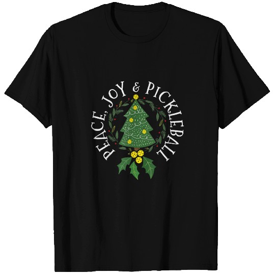 Sport Pickleball Peace And Joy Christmas Tree Pickleball T-Shirts