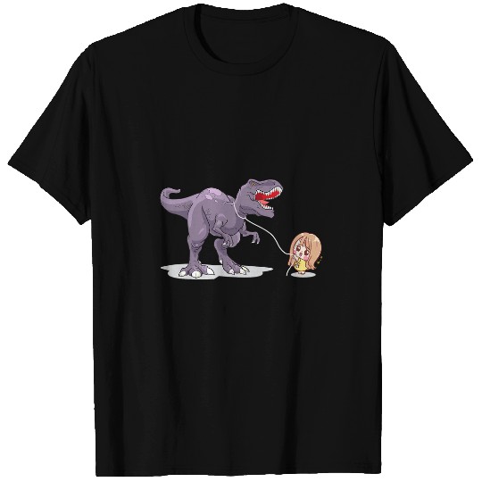 Dinosaur Pet Pet On A Leach Funny Reptile Animal Lover Graphic T-Shirts
