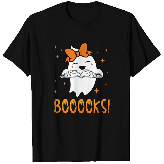 Book Fun Cute ghosts Booooks Reading Halloween Teacher Book Library T-Shirts