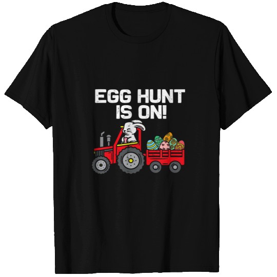 Tractor Fun driving Kids Egg Hunt Is On Bunny Tractor Cart Cute Easter Boys Kids T-Shirts