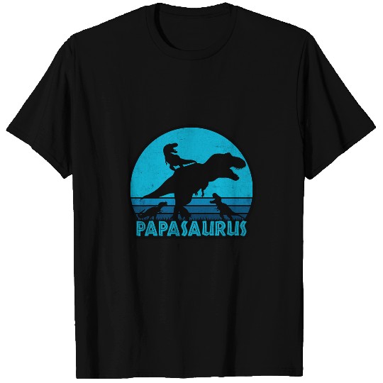 Dinosaur Pet Papasaurus 2TRex Dad of 3 Dinosaur Father vintages Retro T-Shirts