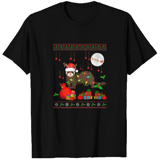 Ferret Pet Santa Reindeer Ferret Christmas Animal Lover Kids Toddler T-Shirts