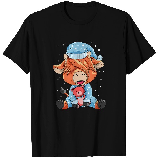 Cow Pet Sleepy Highland Cow In Jammies 2Cute Baby Highland Cow T-Shirts