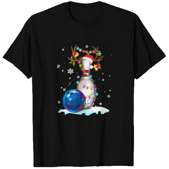 Sport Bowling Reindeer Christmas Lights Tree Decoration xmass Snow T-Shirts