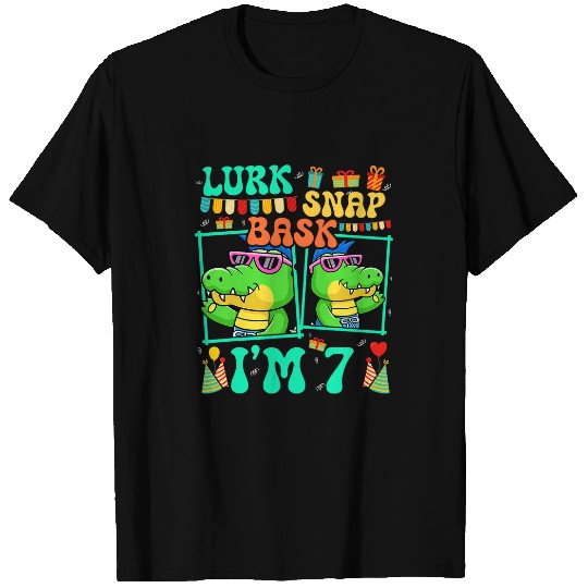 Alligator Pet Lurk Snap Bask Im 7 Crocodile Reptile Kid 7th Birthday T-Shirts