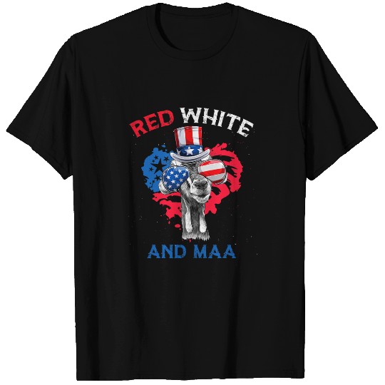 Goats Pet Red White and Maa Patriotic Goats USA Flag Funny 4th of July T-Shirts