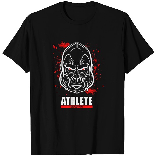 Athlete Gorilla Head Red Fitness Gains Training Workout Gym T-Shirts