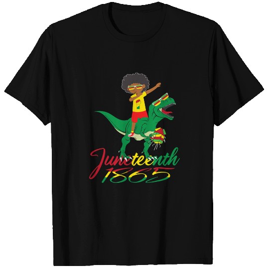 Dinosaur Pet  Black King Riding Trex Dinosaur Juneteenth Festival T-Shirts