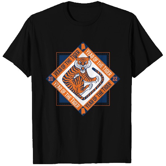 Discover 2022 Year of the Tiger  Blue & Orange Tiger Football T-Shirts