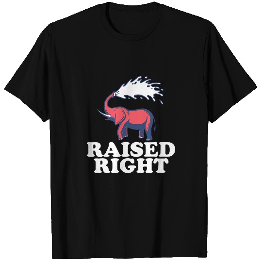 Elephant Mammal Raised Right Republican Elephant Retro Style Funny T-Shirts