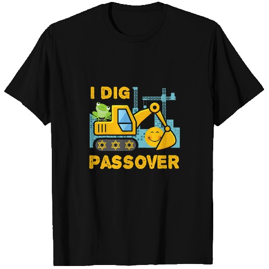 Excavator Fun I Dig Passover Excavator Construction Pesach Matzah Frogs T-Shirts