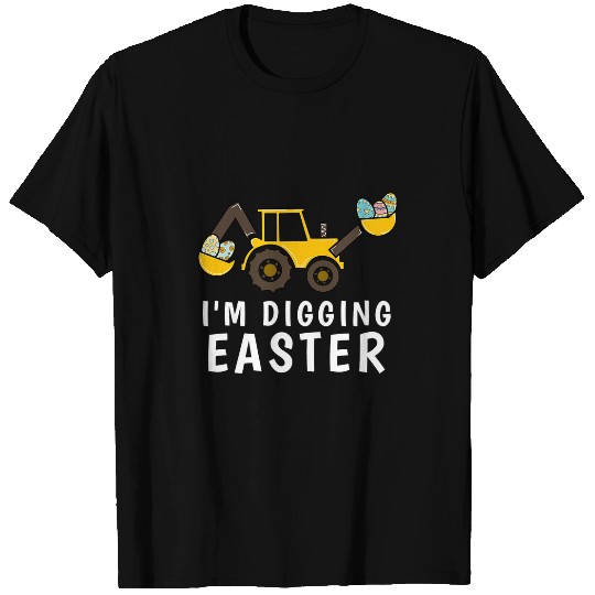 Excavator Fun I Dig Easter Boy Excavator Kids Egg Hunting For toddler T-Shirts