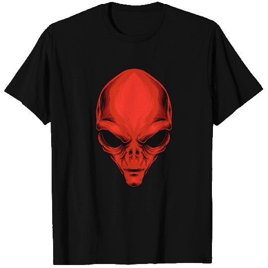 Aliens UFO Red Alien Head 2Funny Demon Devil Satan T-Shirts