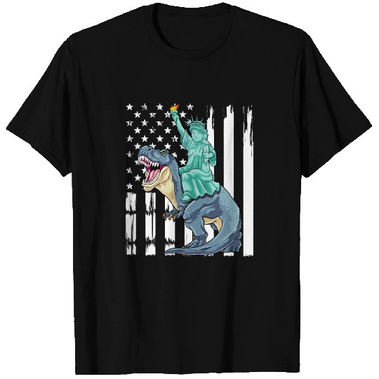 Dinosaur Pet Statue of Liberty Riding Dinosaur Patriotic TRex 4th Of July 1 T-Shirts