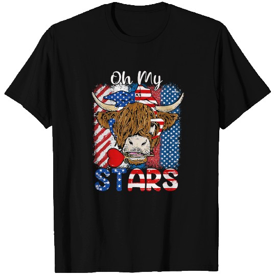 Cow Pet Oh My Stars Cow Usa Flag With 4th Of July Patriotic 01 T-Shirts