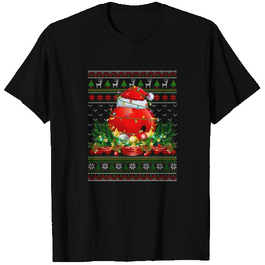 Sport Bowling Santa Claus Bowling Ball Wreath Christmas Lights xmass T-Shirts