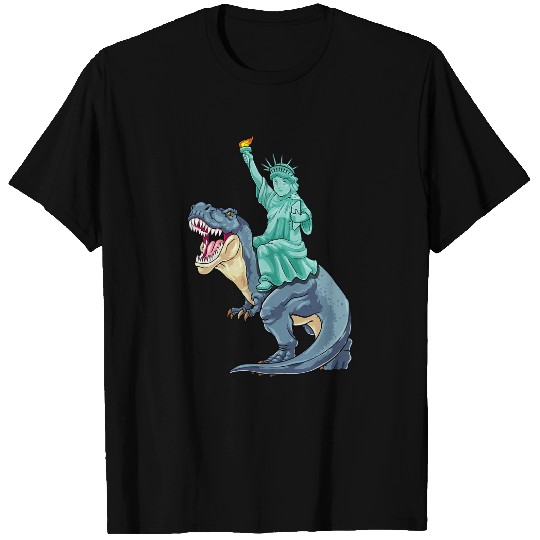 Dinosaur Pet Statue of Liberty Riding Dinosaur Patriotic TRex 4th Of July T-Shirts