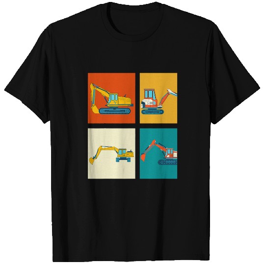 Excavator Fun Pop Art Vehicle Digger Construction Work Retro T-Shirts
