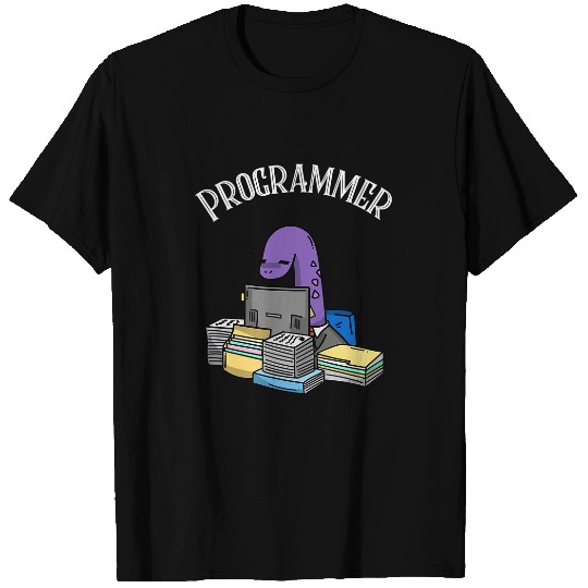 Dinosaur Pet Programmer Dinosaur at Computer Funny Brontosaurus T-Shirts