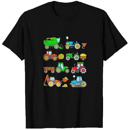 Excavator Fun Popular Farm Vehicles Tractors Seeder Harvester T-Shirts