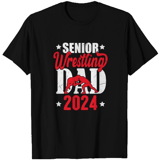 Sport Wrestling Mens Senior Wrestling Dad 2024 Proud Dad of a Wrestling Senior T-Shirts