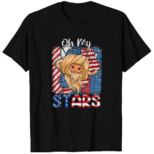 Cow Pet Oh My Stars Cow Usa Flag With 4th Of July Patriotic T-Shirts