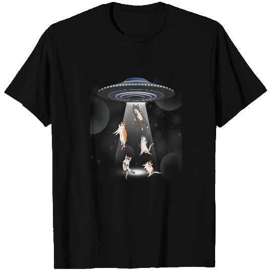 Aliens UFO Cat Galaxy Cat Cat UFO T-Shirts