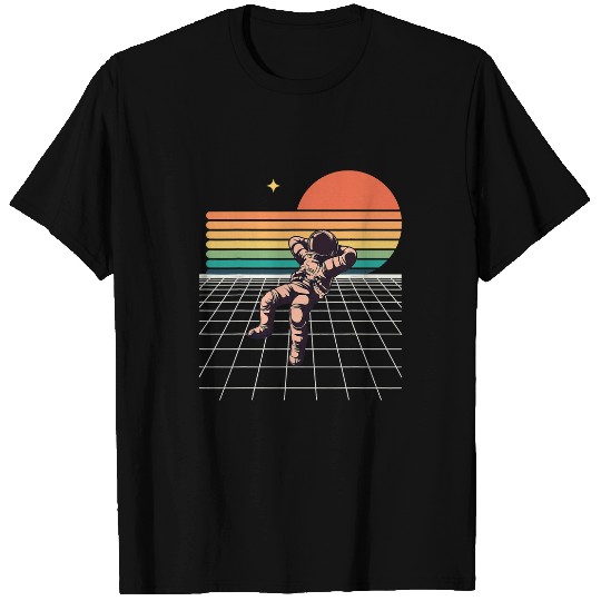 Discover Astronaut Job Relaxing in Space To The Moon Cool Retro Style T-Shirts