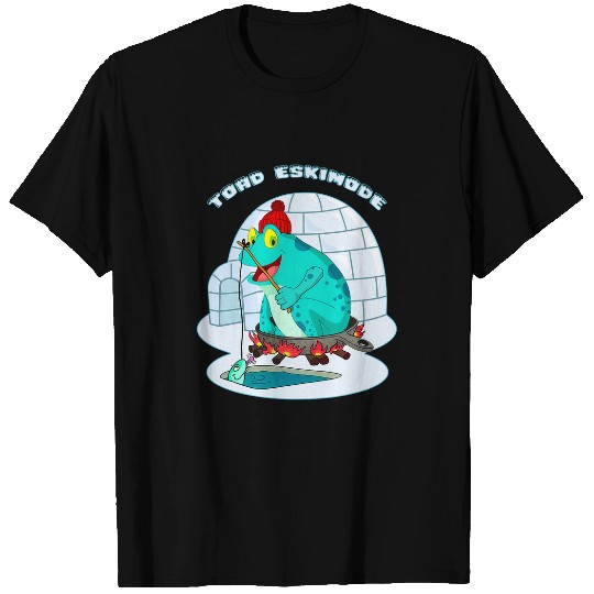 Fishing Fun Poison Dart Frogs Cartoon Retro Eskimo Ice Fishing Fun Igloo T-Shirts