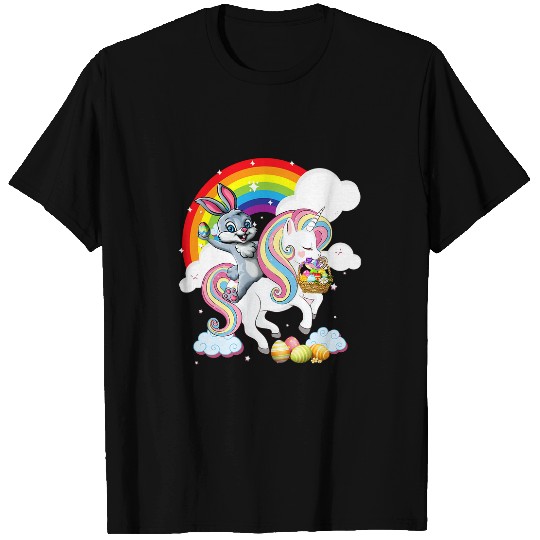 Unicorn Pet Easter Rabbit Rainbow Bunny Riding A Unicorn Girls Kids T-Shirts