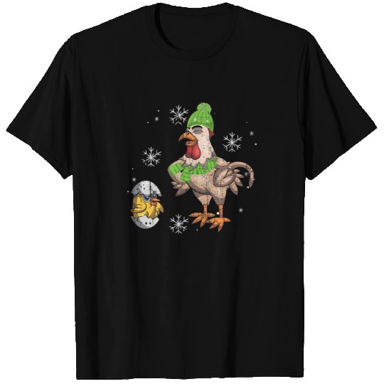 Chicken Pet Funny Hen Snowy Winter Animal Farmer Snowflake T-Shirts