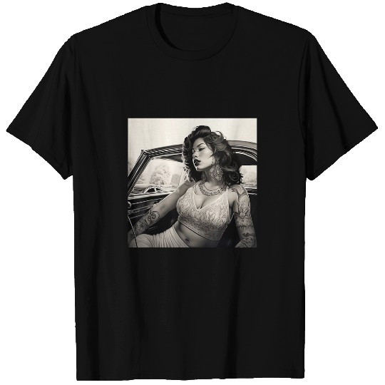 Chicano Art Lowrider Pin up Chicana Model Mexican Design T-Shirts