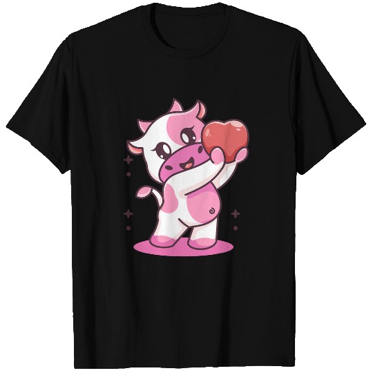 Cow Pet Strawberry Cow Funny Japanese Kawaii Strawberries Graphic T-Shirts