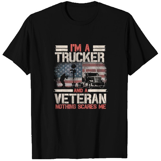 Truck Fun Trucker Gifts Tractor Trailer Truck 18 Wheeler US Veteran 1 T-Shirts