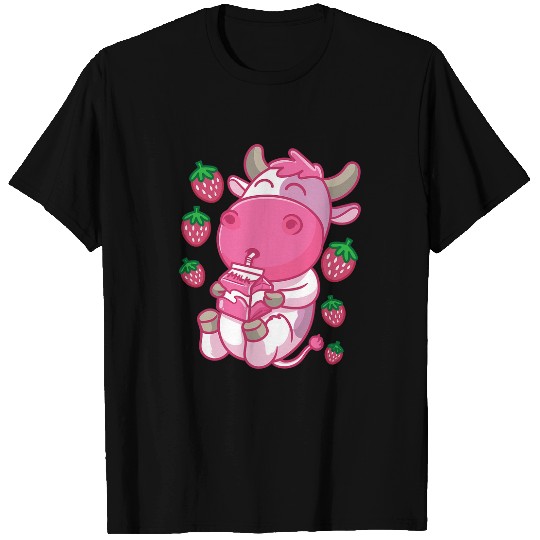 Cow Pet Strawberry Cow Milk Strawberries Boys Girls Kids T-Shirts