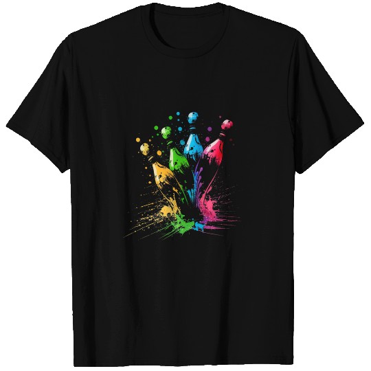 Sport Bowling Skittles Splash Art Bowler Retro Bowling Skittles T-Shirts
