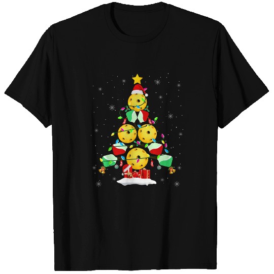 Sport Pickleball Pickleball Christmas Tree Santa Pickleball xmasss Lights Tee T-Shirts