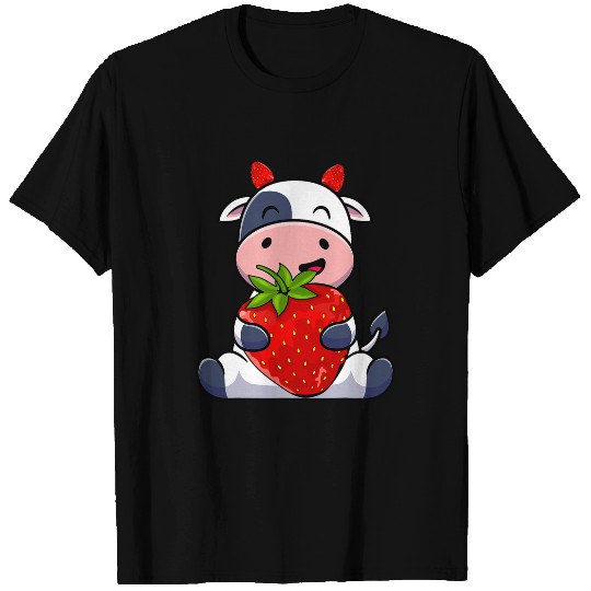 Cow Pet Strawberry Cow Strawberries Milk Fruit Kawaii Cute T-Shirts