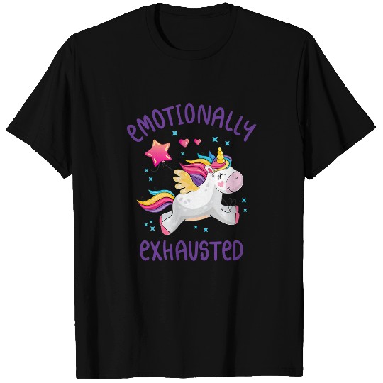 Unicorn Pet Emotionally Exhausted Ironic and Sarcastic Rainbow T-Shirts