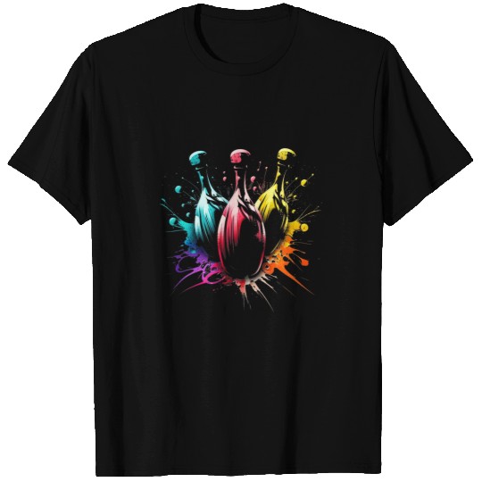 Sport Bowling Skittles Splash Art Bowler Retro Bowling Cone T-Shirts