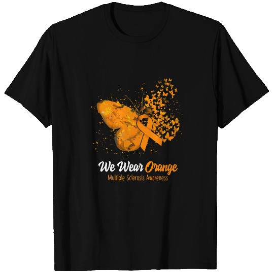 Multiple Sclerosis Ribbon We Wear Orange Multiple Sclerosis Awareness Butterfly T-Shirts