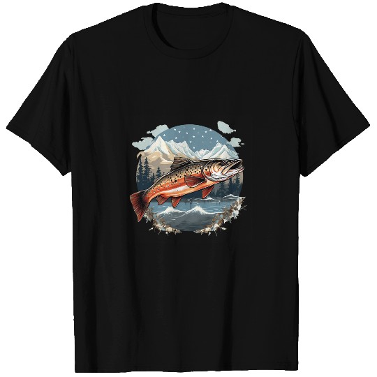 Fishing Fun American US Flag With Fly Fishing Brook Trout Fish 24 T-Shirts