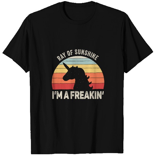 Unicorn Pet vintages Retro Im A Freakin Ray Of Sunshine Unicorn Girl T-Shirts