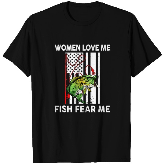 Fishing Fun American Flag Bass Fishing Fish Fear Me Dad T-Shirts