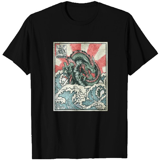 Dragon Pet Japanese Dragon Great Wave Off Kanagawa vintages Japanese Art T-Shirts
