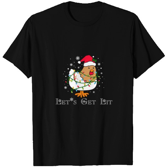 Chicken Pet Lets Get Lit Fun Chicken Christmas Light T-Shirts